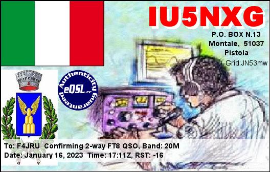 F4JRU_IU5NXG_20M_FT8_20230116_1711