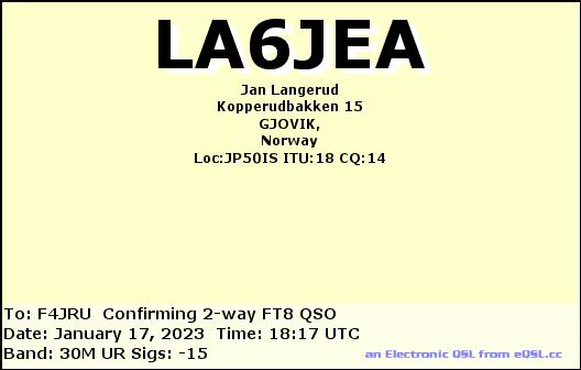 F4JRU_LA6JEA_30M_FT8_20230117_1817