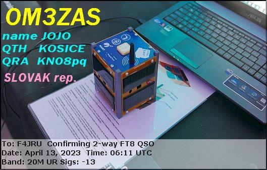 F4JRU_OM3ZAS_20M_FT8_20230413_0611